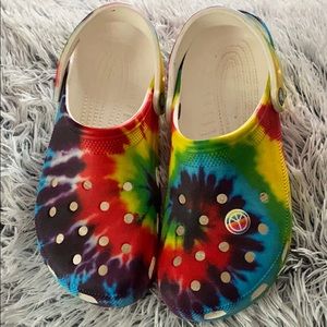 Tye dye crocs in brand new condition